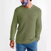 New Arrival Fall Winter Men Round Neck Knitted Loose Sweater Bottoming Shirt Round Neck Pullover Solid Color Plus Size main image 2