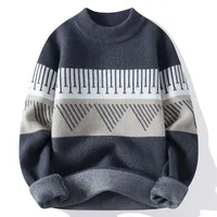 2024 One-Piece Velvet Sweater Men's Autumn And Winter Bottoming Shirt Sweater Clothes Cotton Knitwear Fleece-lined Thickened Half-High Collar Sweater main image 1