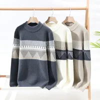 2024 One-Piece Velvet Sweater Men's Autumn And Winter Bottoming Shirt Sweater Clothes Cotton Knitwear Fleece-lined Thickened Half-High Collar Sweater main image 2