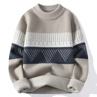 2024 One-Piece Velvet Sweater Men's Autumn And Winter Bottoming Shirt Sweater Clothes Cotton Knitwear Fleece-lined Thickened Half-High Collar Sweater main image 3