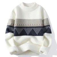 2024 One-Piece Velvet Sweater Men's Autumn And Winter Bottoming Shirt Sweater Clothes Cotton Knitwear Fleece-lined Thickened Half-High Collar Sweater main image 4