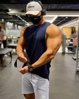 Spring Summer Workout Vest Men's Loose Elastic Waistcoat Sleeveless Shirt Brother Cotton Running Wait Lifting Training Wear Thin main image 5