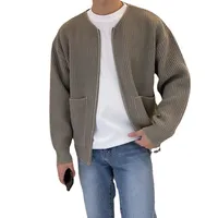 2024 Autumn And Winter New Fashion Trendy Ins Tide Knitted Cardigan Men's Solid Color Sweater Loose Casual Laid-Back Style main image 2