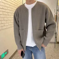 2024 Autumn And Winter New Fashion Trendy Ins Tide Knitted Cardigan Men's Solid Color Sweater Loose Casual Laid-Back Style main image 3