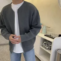 2024 Autumn And Winter New Fashion Trendy Ins Tide Knitted Cardigan Men's Solid Color Sweater Loose Casual Laid-Back Style main image 4
