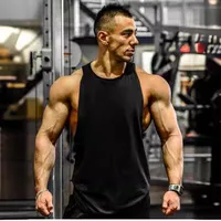 Amazon Foreign Trade Summer European And American Deep-Cut Cotton Fitness Blank Waistcoat Sports I-Shaped Vest Men's Beauty main image 1
