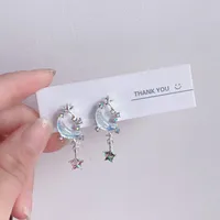 1 Pair Cute Lady Sweet Moon Flower Bow Knot Plating Alloy Opal Zircon Silver Plated Drop Earrings Ear Studs sku image 20
