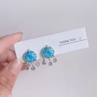 1 Pair Cute Lady Sweet Moon Flower Bow Knot Plating Alloy Opal Zircon Silver Plated Drop Earrings Ear Studs main image 5