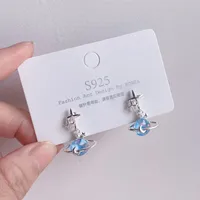1 Pair Cute Lady Sweet Moon Flower Bow Knot Plating Alloy Opal Zircon Silver Plated Drop Earrings Ear Studs sku image 8
