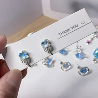 1 Pair Cute Lady Sweet Moon Flower Bow Knot Plating Alloy Opal Zircon Silver Plated Drop Earrings Ear Studs sku image 5