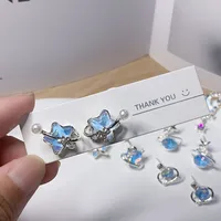 1 Pair Cute Lady Sweet Moon Flower Bow Knot Plating Alloy Opal Zircon Silver Plated Drop Earrings Ear Studs sku image 14