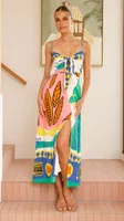 Women's Strap Dress Casual Elegant Streetwear Strap Sleeveless Printing Midi Dress Holiday Banquet Selfie sku image 5
