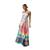 Women's A- Line Skirt Casual Elegant Streetwear Strap Contrast Binding Sleeveless Flower Maxi Long Dress Holiday Banquet Selfie main image 5