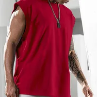 2024 Summer Men's Fitness Training Pullover Sports Leisure European And American Fashion Sleeve Hooded Vest Men's Solid Color Vest main image 2