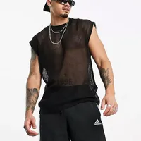 European And American Style Men's Clothing Summer New Fashion Loose White Sheer Cutout Eye-Catching Casual Sexy Men's Vest main image 1