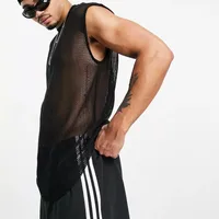European And American Style Men's Clothing Summer New Fashion Loose White Sheer Cutout Eye-Catching Casual Sexy Men's Vest main image 2