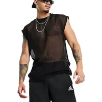 European And American Style Men's Clothing Summer New Fashion Loose White Sheer Cutout Eye-Catching Casual Sexy Men's Vest main image 3