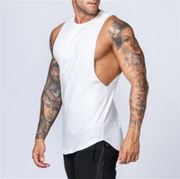 Summer Blank Cotton Loose Underwaist Tank Men Singlet Men Plain Bodybuilding Workout Sleeveless Vest Men main image 2
