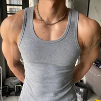 Men's Vest Thickened Thick Thread Vest 2*2 Men's American Sports Vest Hip Hop Slim Fit Sweat-Absorbing Bottoming Shirt main image 4
