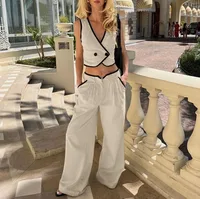 Holiday Banquet Selfie Women's Elegant Streetwear Contrast Collar Cotton Pants Sets Shorts Sets main image 1
