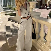 Holiday Banquet Selfie Women's Elegant Streetwear Contrast Collar Cotton Pants Sets Shorts Sets main image 2