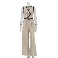 Holiday Banquet Selfie Women's Elegant Streetwear Contrast Collar Cotton Pants Sets Shorts Sets sku image 1