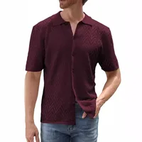 Men's Eyelet Top Short Sleeve Simple Style Solid Color main image 3