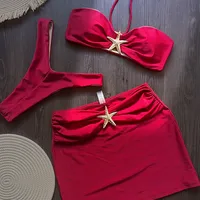 Women's Lady Sexy Solid Color 3 Pieces Set Swimwear main image 3