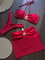 Women's Lady Sexy Solid Color 3 Pieces Set Swimwear sku image 3