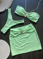Women's Lady Sexy Solid Color 3 Pieces Set Swimwear sku image 8