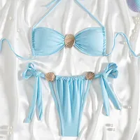 Women's Solid Color 2 Pieces Set Swimwear main image 1
