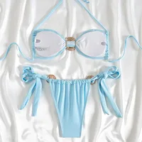 Women's Solid Color 2 Pieces Set Swimwear main image 2