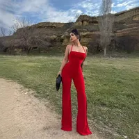 Women's Holiday Banquet Selfie Sexy Solid Color Full Length Jumpsuits main image 3