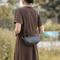 Women's Small Pu Leather Geometric Vintage Style Dumpling Shape Zipper Shoulder Bag main image 2