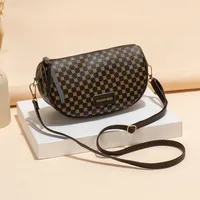 Women's Small Pu Leather Geometric Vintage Style Dumpling Shape Zipper Shoulder Bag sku image 2
