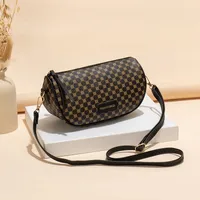 Women's Small Pu Leather Geometric Vintage Style Dumpling Shape Zipper Shoulder Bag sku image 1