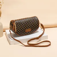 Women's Small Pu Leather Geometric Vintage Style Dumpling Shape Zipper Shoulder Bag sku image 4