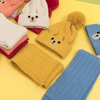 Kid'S Cute Solid Color Face Eaveless Scarf Wool Cap main image 2
