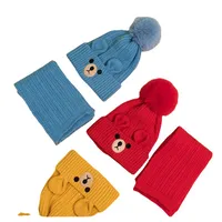 Kid'S Cute Solid Color Face Eaveless Scarf Wool Cap main image 4