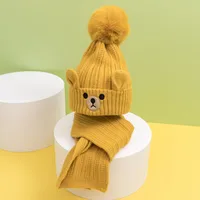 Kid'S Cute Solid Color Face Eaveless Scarf Wool Cap sku image 2