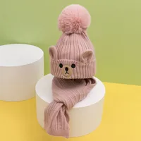 Kid'S Cute Solid Color Face Eaveless Scarf Wool Cap sku image 3