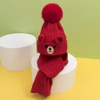 Kid'S Cute Solid Color Face Eaveless Scarf Wool Cap sku image 4