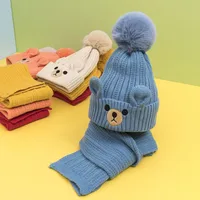 Kid'S Cute Solid Color Face Eaveless Scarf Wool Cap sku image 5