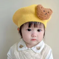 Kid'S Cute Bear Solid Color Eaveless Beret Hat main image 3