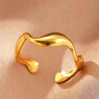 Retro IG Style Geometric 304 Stainless Steel Plating 18K Gold Plated Unisex Open Rings main image 3