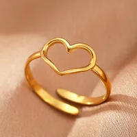 Retro IG Style Geometric 304 Stainless Steel Plating 18K Gold Plated Unisex Open Rings main image 5