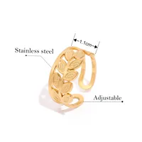 Retro IG Style Geometric 304 Stainless Steel Plating 18K Gold Plated Unisex Open Rings main image 2