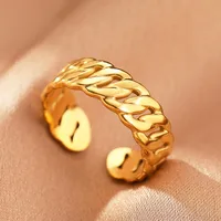 Retro IG Style Geometric 304 Stainless Steel Plating 18K Gold Plated Unisex Open Rings sku image 23