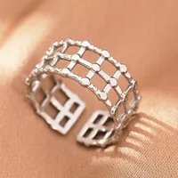 Retro IG Style Geometric 304 Stainless Steel Plating 18K Gold Plated Unisex Open Rings sku image 4