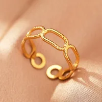 Retro IG Style Geometric 304 Stainless Steel Plating 18K Gold Plated Unisex Open Rings sku image 25